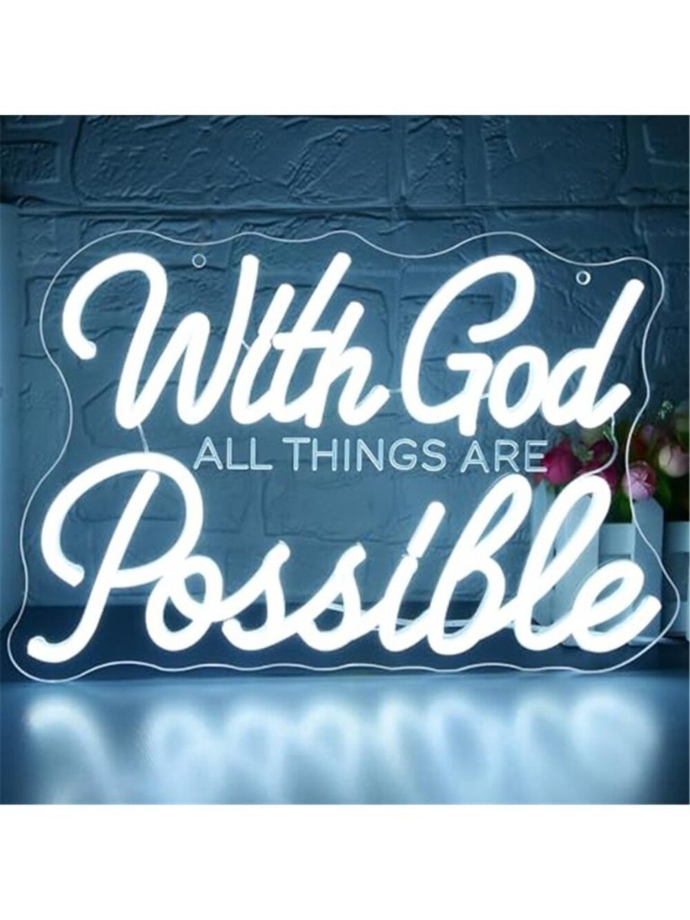 ✝️ With God All Things Are Possible LED Neon Sign Wall Decor | Dimmable Faith